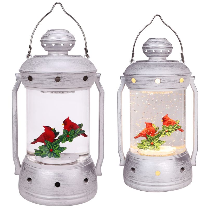 Cardinal 9.25" Glitter Lantern